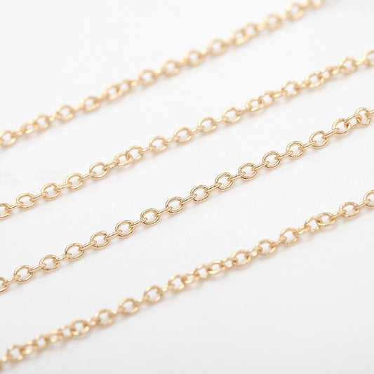 2 Meter ovale, dünne Kabelkette aus 14-karätigem GF