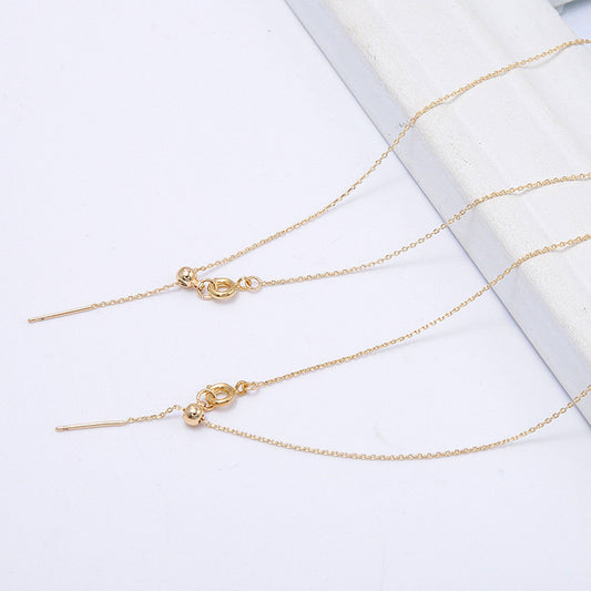 2 verstellbare ovale Gliederkabelketten-Y-Halskettenarmband mit Positionierungsperle 14K GF-Choker-Armreif