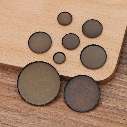 100 Serrated Edge Bezel Cup Charm Flat Back Settings Antique Bronze 8mm - 30mm Round Cabochon Rhinestone Zircon Gemstone Blank Base