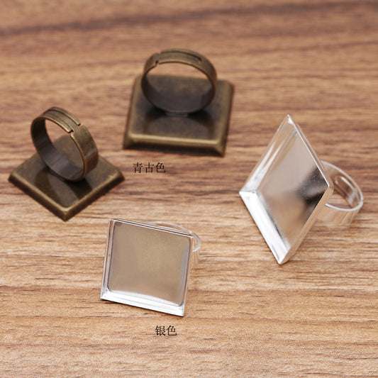100 Plain Bezel Cup Openable Circle Ring 18KGP 20x20mm 25x25mm Square Cabochon Blank Base Gemstone Setting