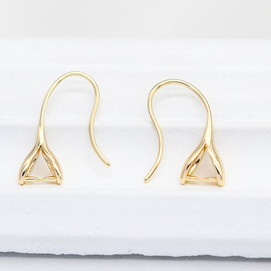 Boucles d'oreilles à crochet à 4 pincements, 14 carats, GF