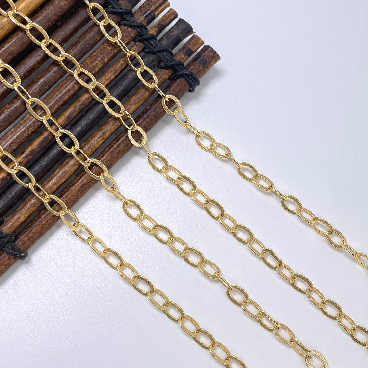 2 Meters Carving Oval Link Cable Chain 14K GF