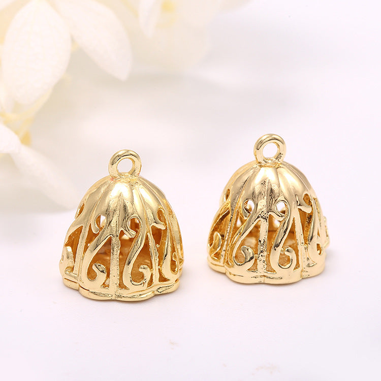 2 Hollow Lotus Seedpod Charm Pendant 14K GF