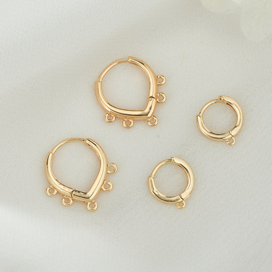 4 boucles d'oreilles créoles unies à boucles multiples avec boucle d'oreille 14K GF