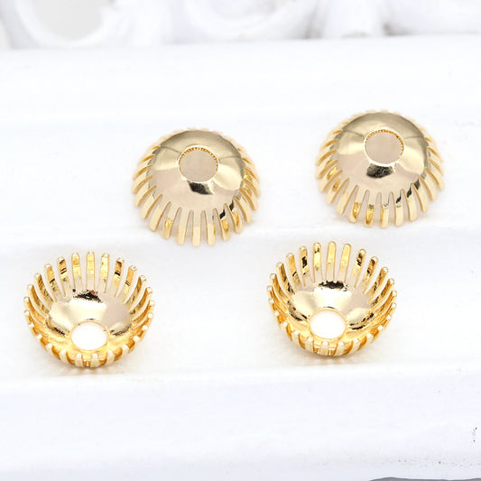 10 capuchons de perles rondes, entretoise de perles de charme 14K GF