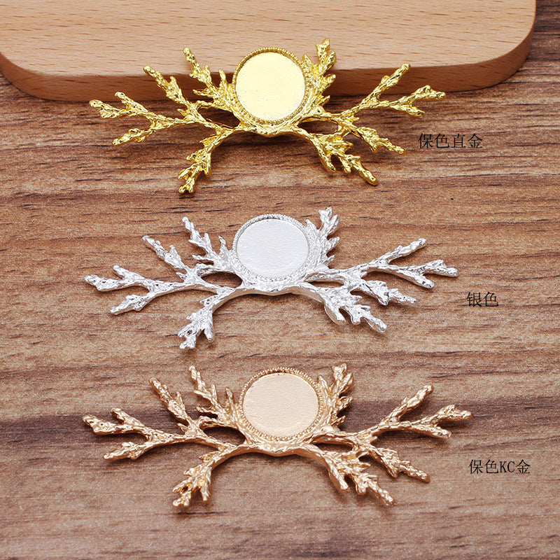 20 filigrane bord dentelé lunette tasse branche pendentif à breloque 18KGP 12mm cabochon rond Base vierge réglage de la pièce de pierre précieuse