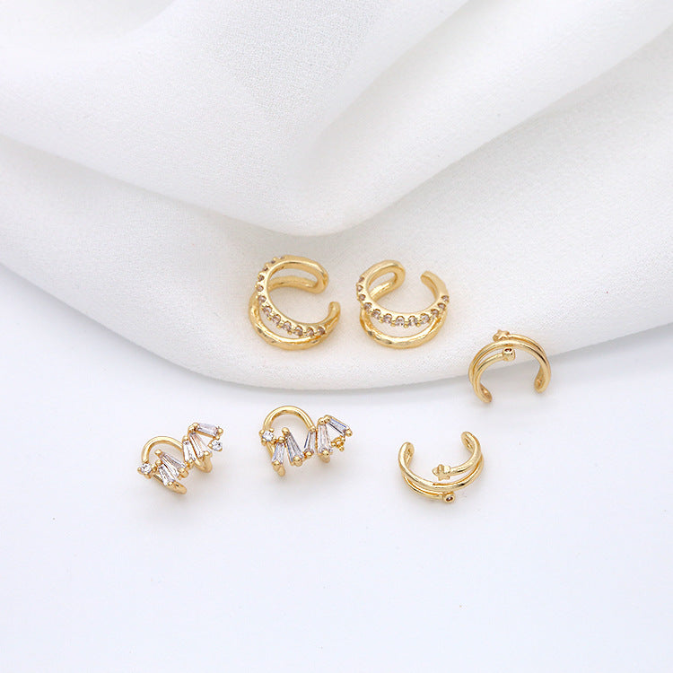 4 boucles d'oreilles earcuff grimpeur sans piercing boucle d'oreille strass embelli 14K GF boucle d'oreille