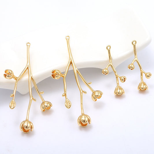 Pendentif à breloque 10 branches florales 14K GF