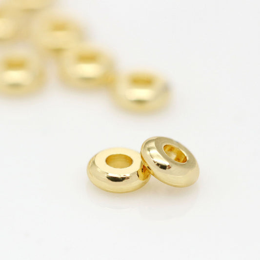 10 flache Roundelle Bead Charm 14K GF Beadwork Spacer