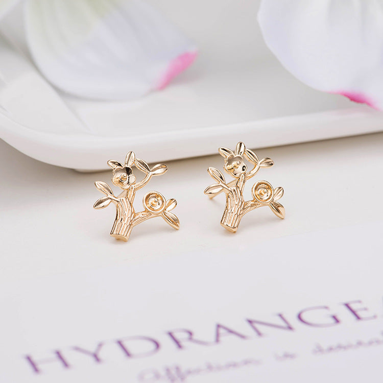 4 boucles d'oreilles à tige en forme d'arbre givré 14 carats GF, perles à moitié percées, vierges