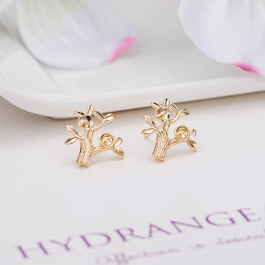 4 boucles d'oreilles à tige en forme d'arbre givré 14 carats GF, perles à moitié percées, vierges