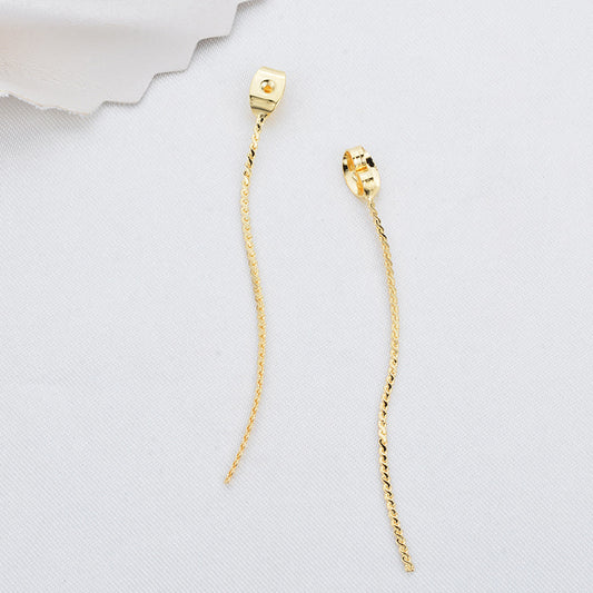 20 boucles d'oreilles à pampilles en chaîne de câble incurvée, tige d'oreille 14K GF, boucle d'oreille arrière