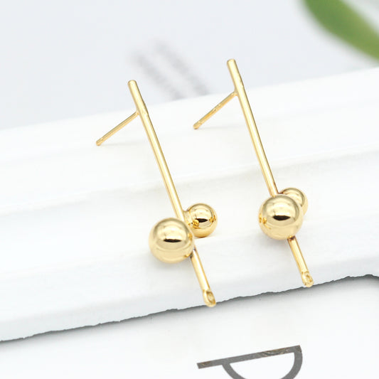 4 boucles d'oreilles à tige en perles longues avec boucle 14K GF strass embellies