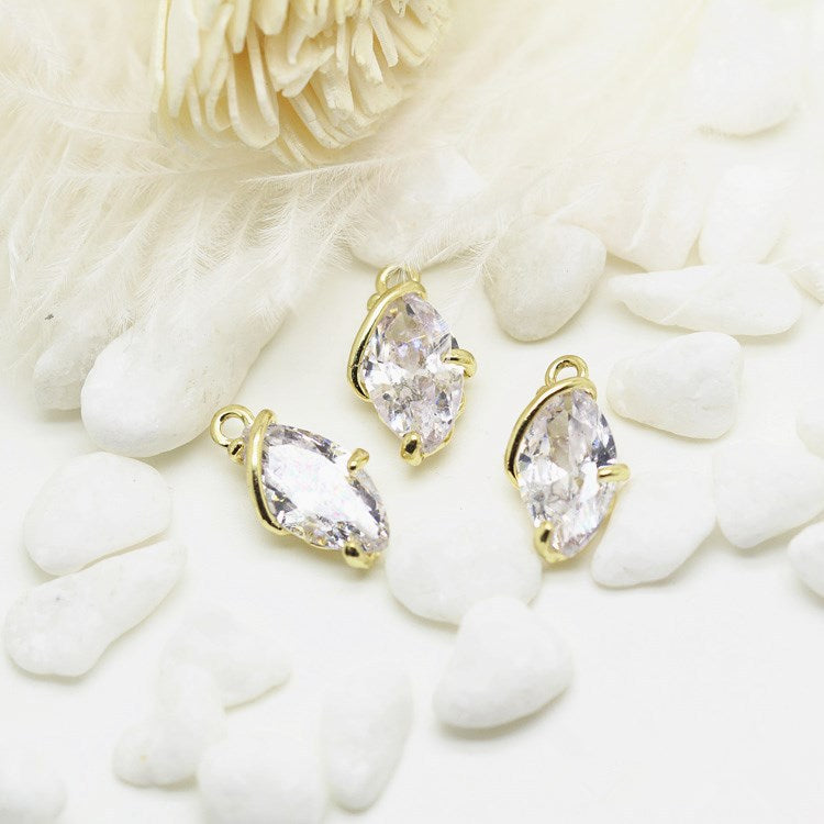 10 minuscules pendentifs de charme olive strass embellis 14K GF