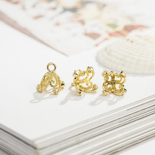 10 pendentif à breloque florale 14K GF perle à moitié percée vierge