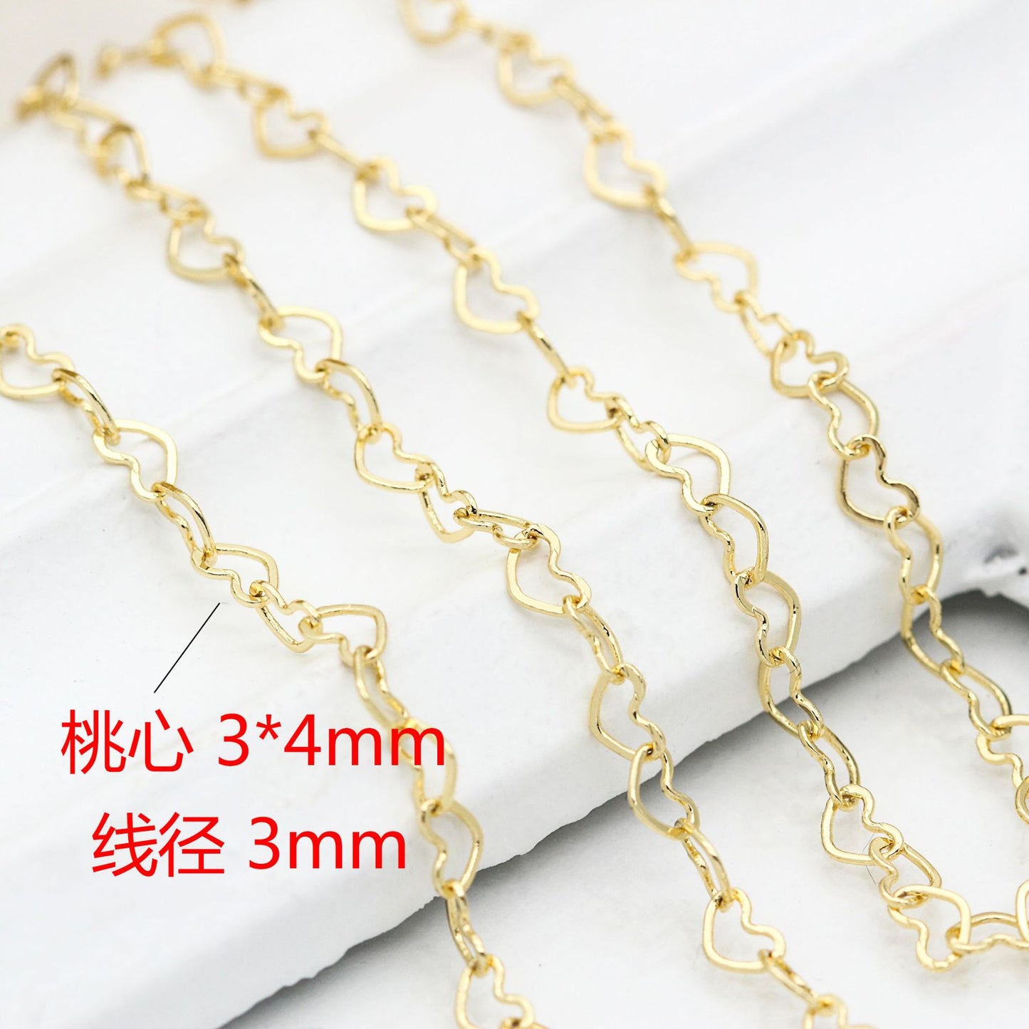 Chaîne de câble à maillons cardiaques de 5 mètres 14K GF