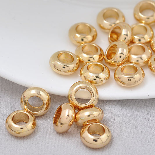 100 Charme de perle ronde plate 14K GF Entretoise de perles