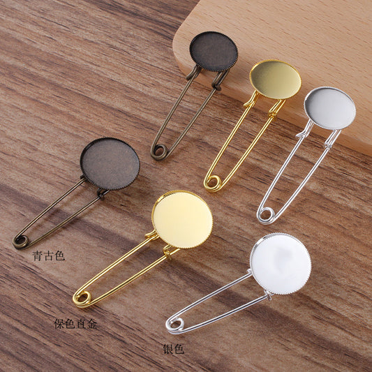 200 Serrated Edge Bezel Cup Safe Brooch Pin 18KGP 13x18mm 18x25mm Oval Cabochon Blank Base Gemstone Piece Setting