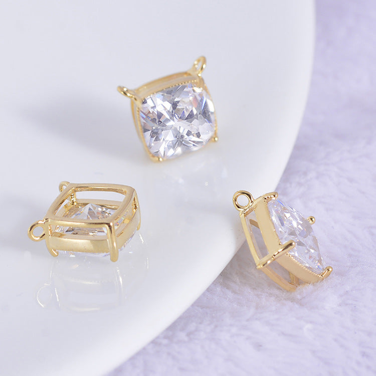 20 connecteurs de charme carrés à double boucle ornés de strass 14K GF