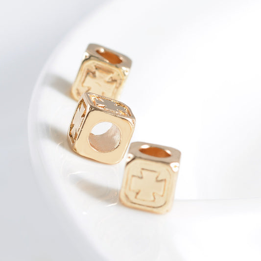 20 breloques en perles cubiques croisées 14K GF entretoise de perles