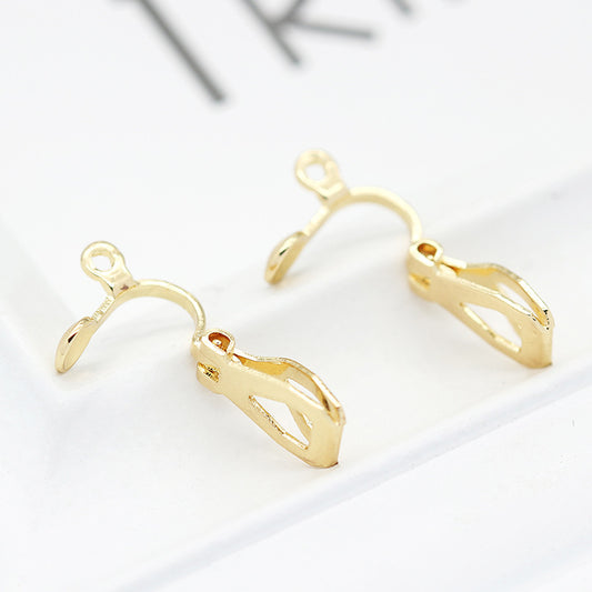 2 clips d'oreille unis sans boucle d'oreille perçante avec boucle d'oreille 14K GF