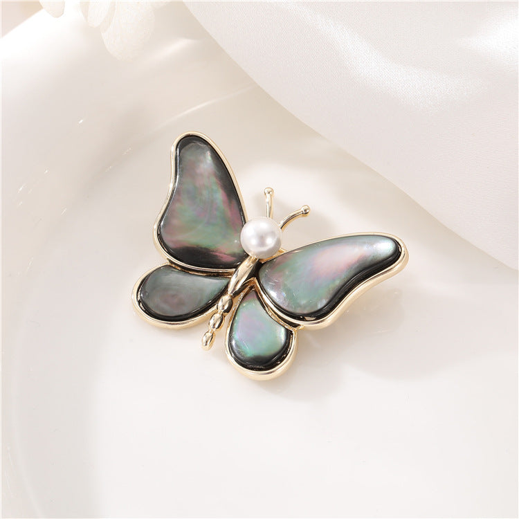 2 Broche Papillon 14K GF Perle Coquille Strass Embellie Demi-Percée Perle Perle Vierge