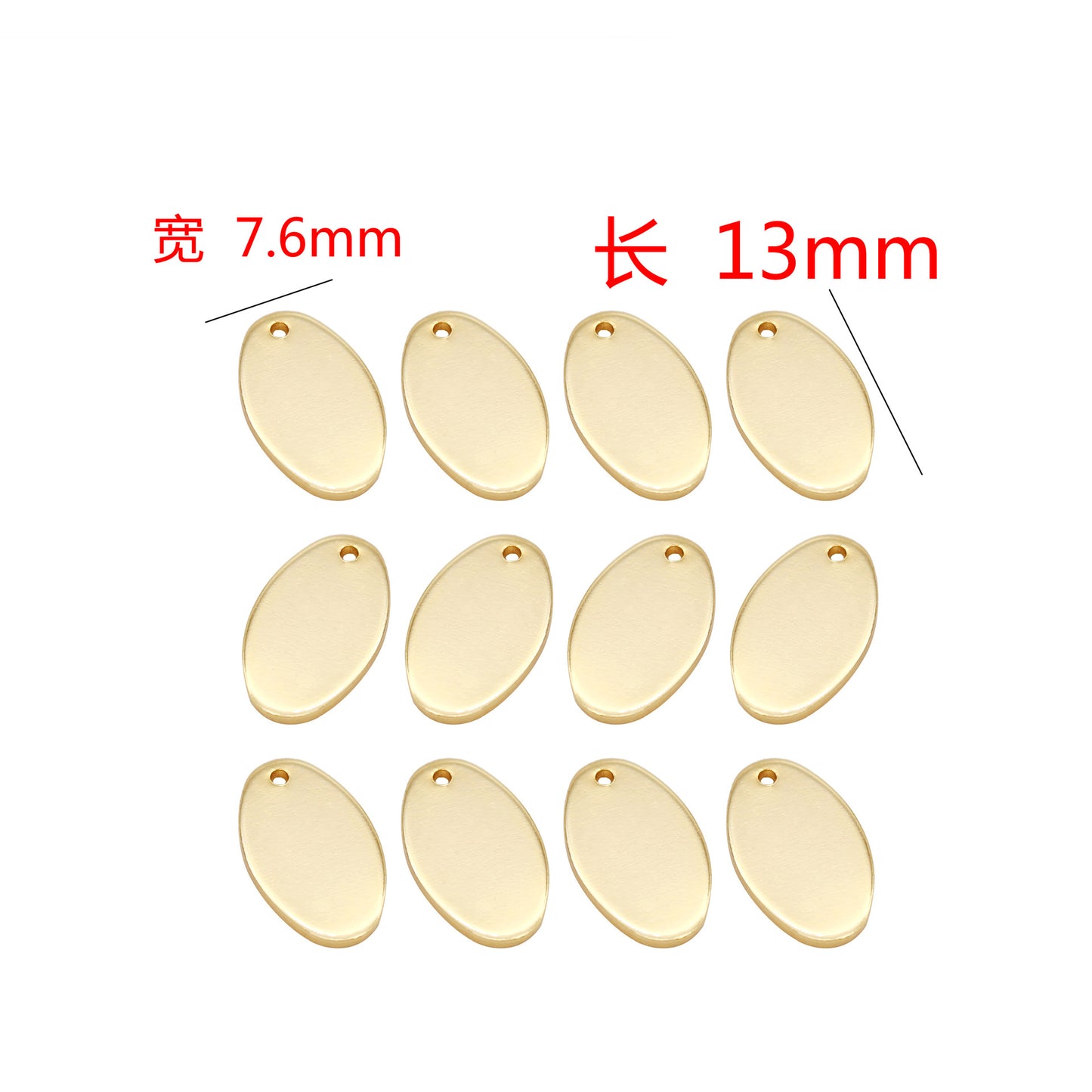 10 pendentifs à breloques ovales brillants 14K GF