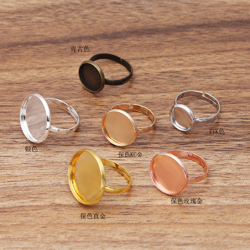 50 bague de cercle ouvrable de tasse de lunette unie 18KGP 10mm 12mm 14mm 16mm 18mm 20mm cabochon rond Base vierge réglage de pierres précieuses