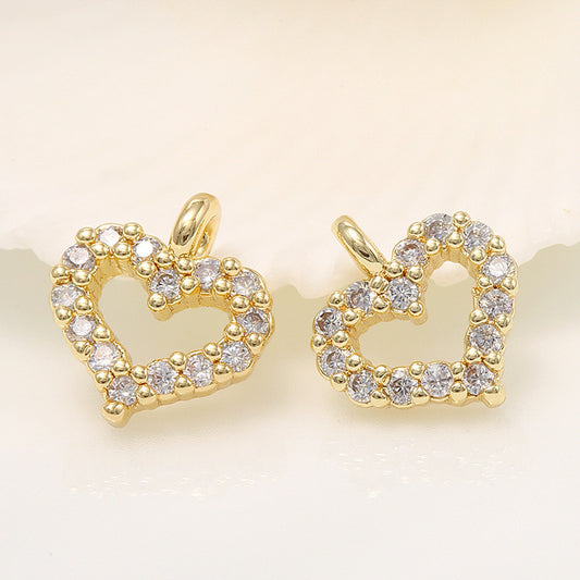 Pendentif à breloque en forme de cercle de 10 cœurs, connecteur à Double boucle, orné de strass, 14K GF