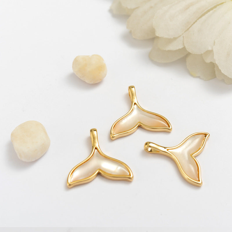 10 pendentif à breloque queue de baleine sirène 14K GF coquille embellie