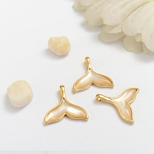 10 pendentif à breloque queue de baleine sirène 14K GF coquille embellie