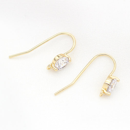 10 boucles d'oreilles à crochet en pierre ronde ornées de strass 14K GF Earing