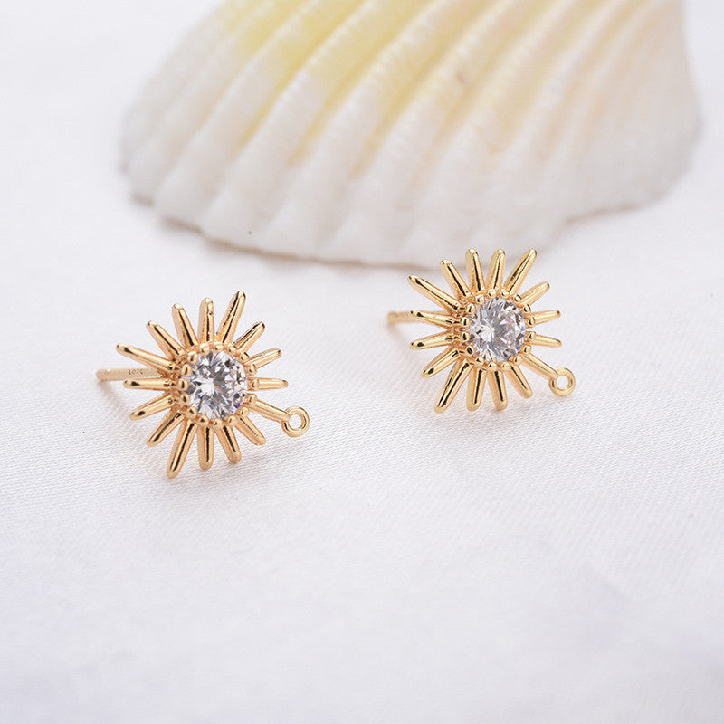 20 boucles d'oreilles à tige florales avec boucle d'oreille ornée de strass 14K GF