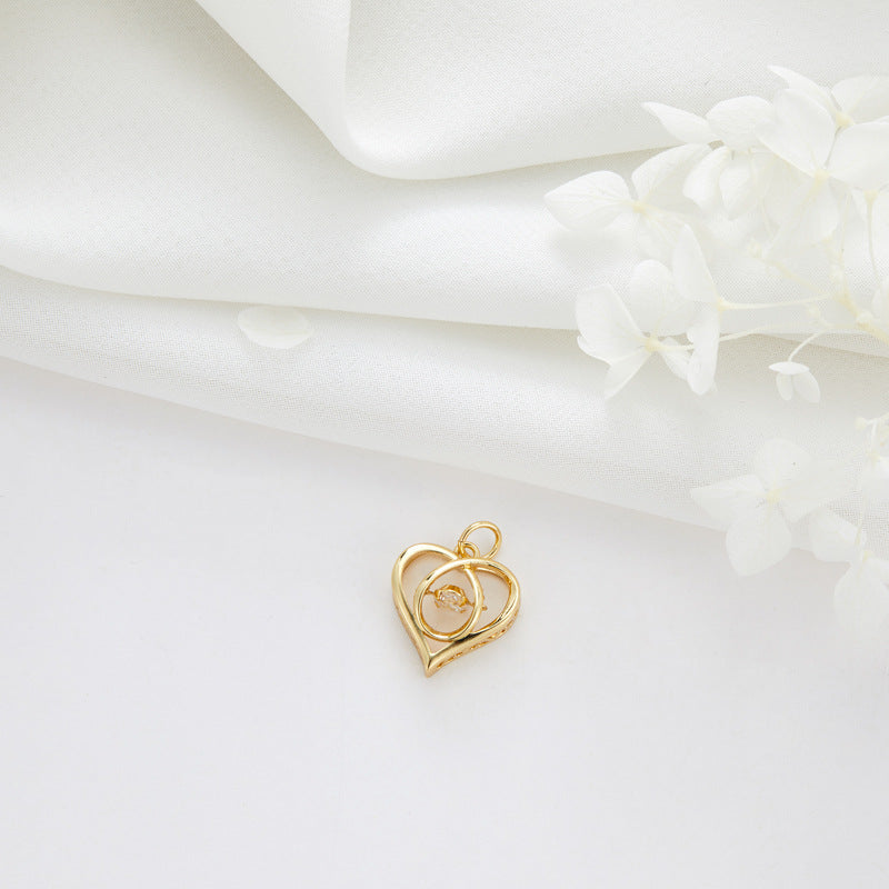 2 coeur nuage musique lune oeil serpent charme pendentif strass embelli 14K GF