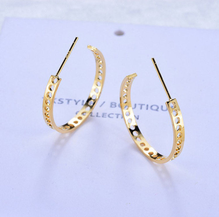 10 boucles d'oreilles à tige en demi-cercle à trous multiples 14K GF Earing