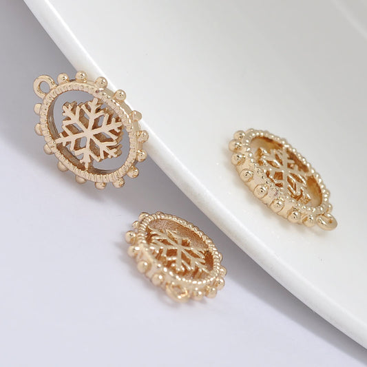 20 pendentifs ronds à breloque cercle de flocon de neige 14K GF