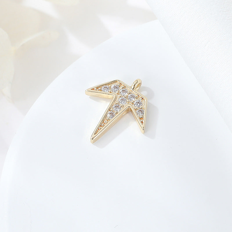 2 Feuilles Étoile Chat Flash Pomme Carré Hexagone Charme Pendentif Strass Embelli 14K GF