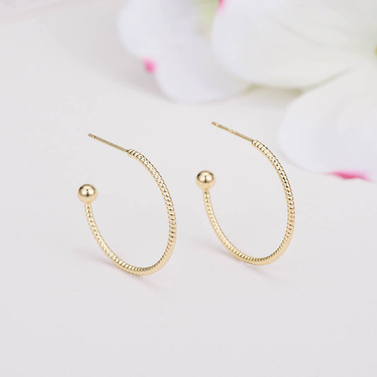 Boucles d'oreilles à tige avec 4 cercles de perles, 14 carats, GF