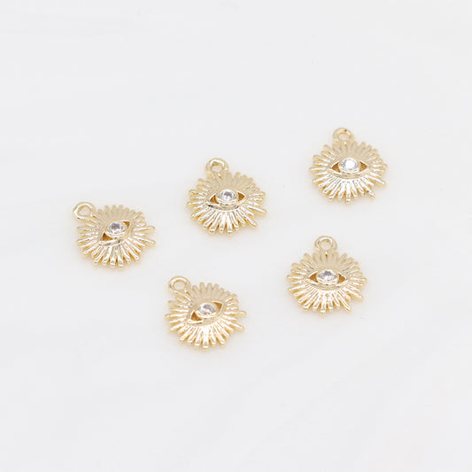 2-Augen-Sonnen-Charm-Anhänger mit Strassverzierung aus 14-karätigem GF