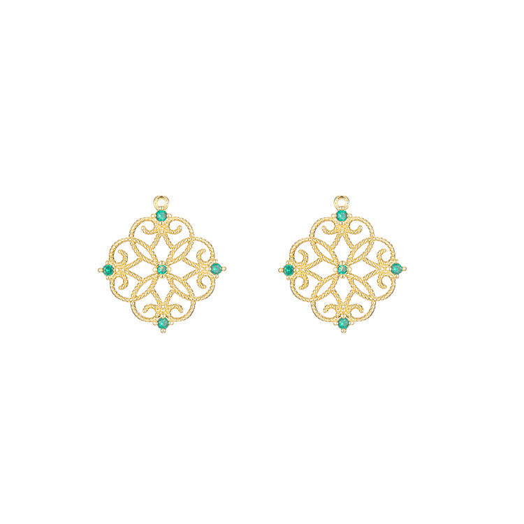2 pendentifs à breloque florale creuse ornés de strass 14K GF