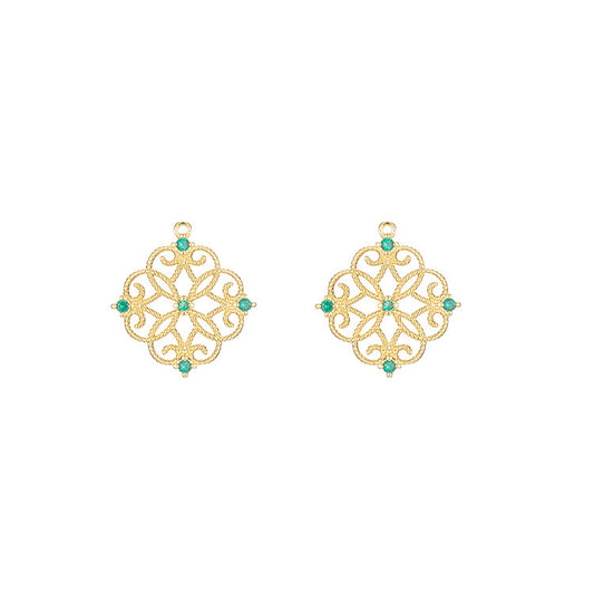 2 pendentifs à breloque florale creuse ornés de strass 14K GF