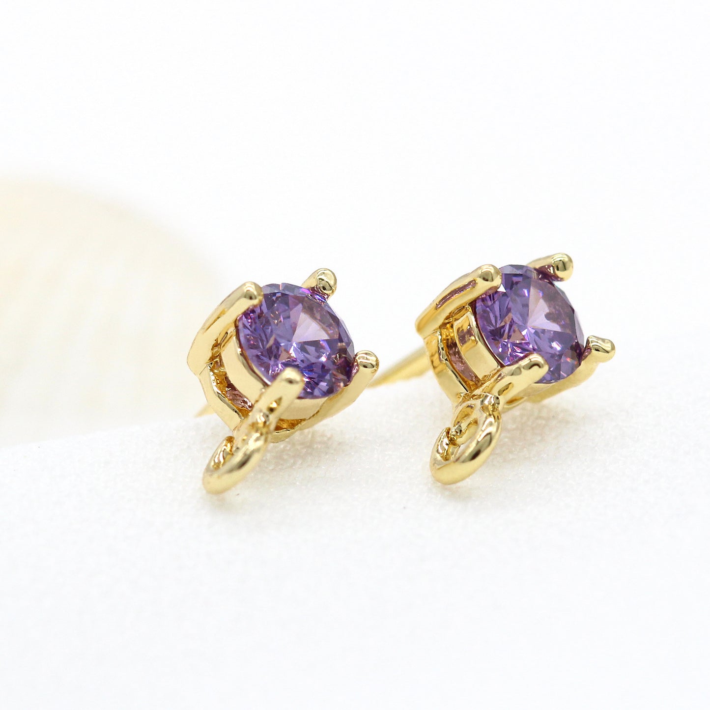 20 boucles d'oreilles à tige en pierre ronde avec boucle 14K GF, ornées de strass