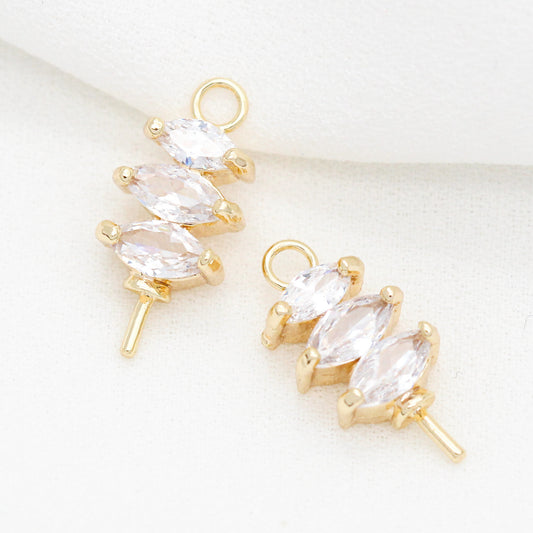 10 cordes pendentif à breloque strass embelli 14K GF perle à moitié percée perle vierge