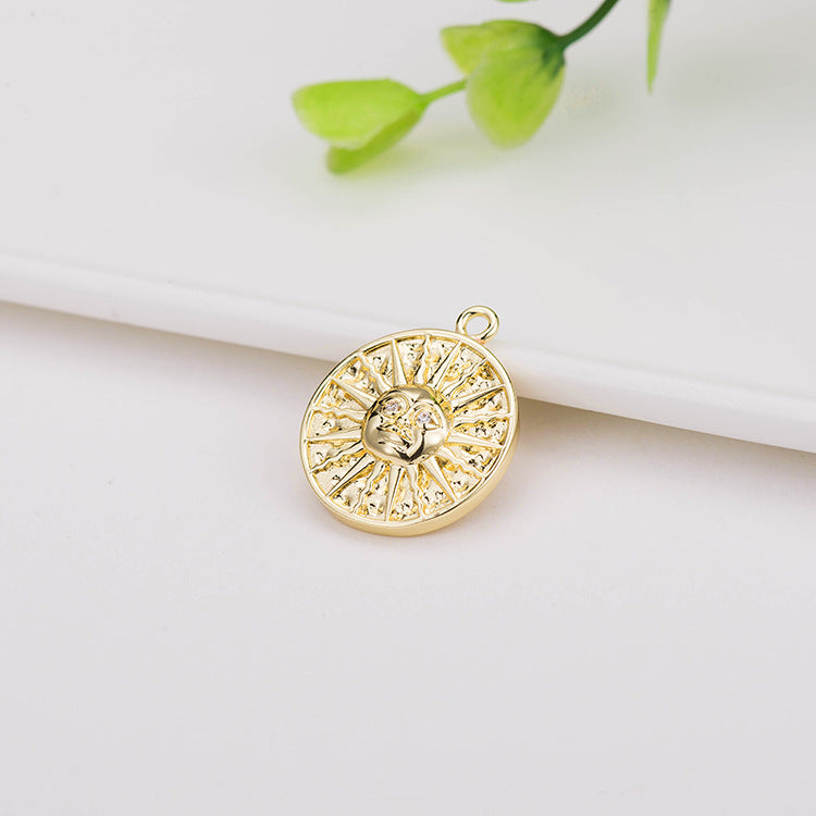 2 Dieu du Soleil Apollo Charm Pendentif Strass Embelli 14K GF