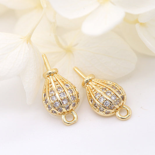 2 pendentif à breloque ballon strass embelli 14K GF perle à moitié percée perle vierge