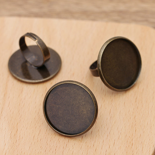 100 Plain Ring 18KGP 25mm Round Cabochon Blank Base Gemstone Setting