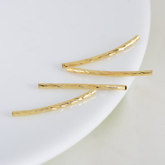 40 perles de charme de tuyau sculpté courbé 14K GF entretoise de perles