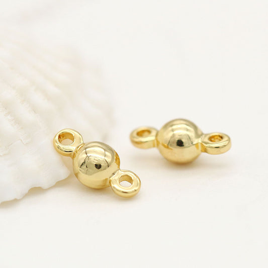 10 doppelt geschlungene kleine runde Kugel-Glieder-Charm-Verbindungsstücke aus 14-karätigem GF