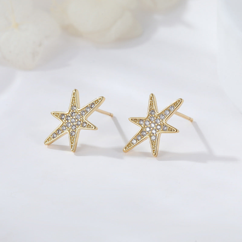 Boucles d'oreilles à tige rondes en forme d'ange 4 étoiles, goutte d'eau, papillon, ornées de strass 14K GF