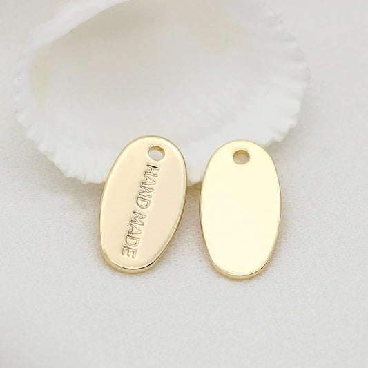 10 pendentif de charme fait main de pièce ovale brillante 14K GF